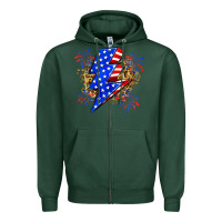 Sports Green American lightning bolt Zipper Hoodie - Zillion Design Studio