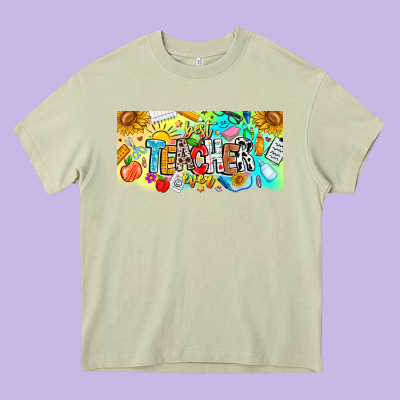 Best Teacher Ever Heavy Core Tee Designed By Cowhidedigitalart