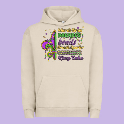Mardi Gras Parades Beads French Quarter Beignets K Urban Hoodie Designed By Maliassmallbusiness