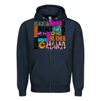 Navy mama gemstone sunflower Zipper Hoodie - texasbilliewilder