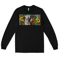 Black Heifers With Sunflowers And Leopard Long Sleeve Tee - RanaPortraitStore