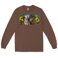 Chestnut Heifers With Sunflowers And Leopard Long Sleeve Tee - RanaPortraitStore