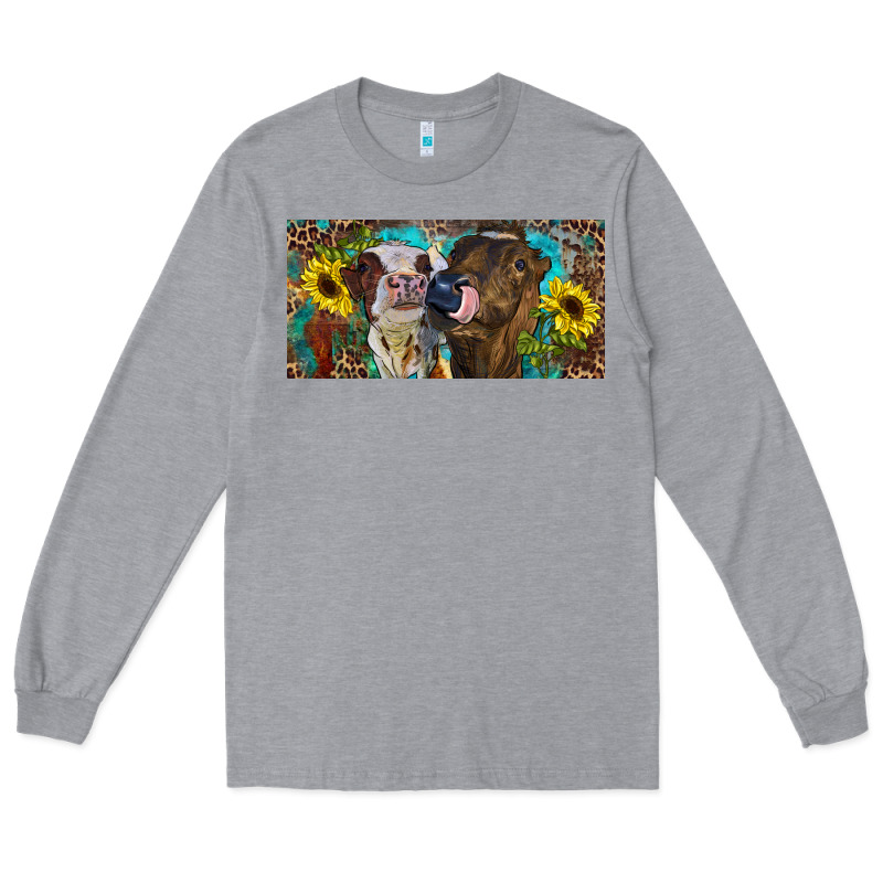 Heifers With Sunflowers And Leopard Long Sleeve Tee by RanaPortraitStore | Teevron