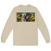 Mushroom Heifers With Sunflowers And Leopard Long Sleeve Tee - RanaPortraitStore