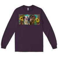 Plum Heifers With Sunflowers And Leopard Long Sleeve Tee - RanaPortraitStore