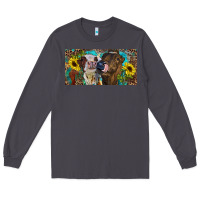 Smoke Heifers With Sunflowers And Leopard Long Sleeve Tee - RanaPortraitStore
