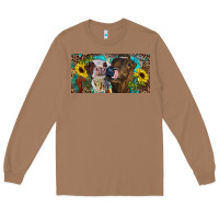 Toasted Coconut Heifers With Sunflowers And Leopard Long Sleeve Tee - RanaPortraitStore