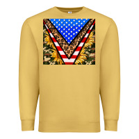 Antique Gold american sunflower and camouflage Premium Sweatshirt - AdoDesignShop