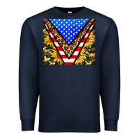 Navy american sunflower and camouflage Premium Sweatshirt - AdoDesignShop