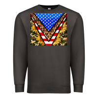 Smoke american sunflower and camouflage Premium Sweatshirt - AdoDesignShop
