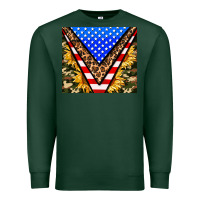 Sports Green american sunflower and camouflage Premium Sweatshirt - AdoDesignShop