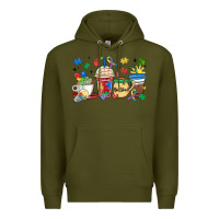 Army Green autism awareness day coffee cups Premium Hoodie - MaliasSmallBusiness