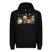 Black autism awareness day coffee cups Premium Hoodie - MaliasSmallBusiness
