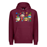 Burgundy autism awareness day coffee cups Premium Hoodie - MaliasSmallBusiness