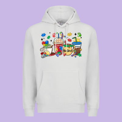 Autism Awareness Day Coffee Cups Premium Hoodie Designed By Maliassmallbusiness