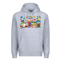 Heather Grey autism awareness day coffee cups Premium Hoodie - MaliasSmallBusiness