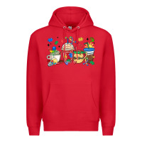 Red autism awareness day coffee cups Premium Hoodie - MaliasSmallBusiness
