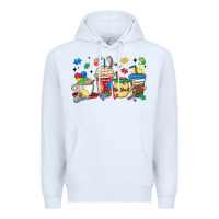 White autism awareness day coffee cups Premium Hoodie - MaliasSmallBusiness