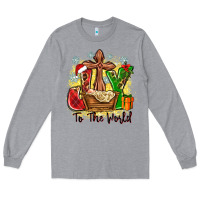 Heather Grey joy to the world Long Sleeve Tee - Zillion Design Studio