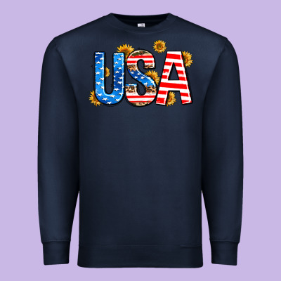 Usa Sunflower Premium Sweatshirt Designed By Adodesignshop
