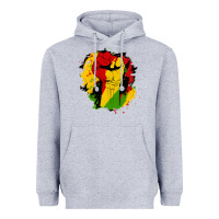 Heather Grey juneteenth fist Heavyweight Hoodie - HRA Design Shop