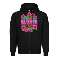 Black mama leopard background Zipper Hoodie - texasbilliewilder