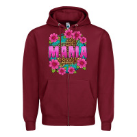 Burgundy mama leopard background Zipper Hoodie - texasbilliewilder
