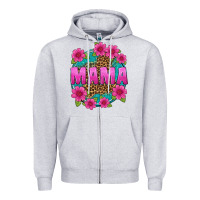 Heather Grey mama leopard background Zipper Hoodie - texasbilliewilder