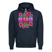 Navy mama leopard background Zipper Hoodie - texasbilliewilder