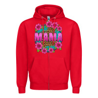 Red mama leopard background Zipper Hoodie - texasbilliewilder