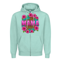 Seafoam mama leopard background Zipper Hoodie - texasbilliewilder