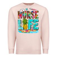 Pale Pink nurse life summer Premium Sweatshirt - AdoDesignShop