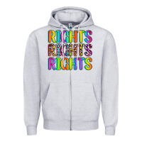 Heather Grey rights rights rights (pride) Zipper Hoodie - Zillion Design Studio