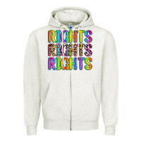 Oatmeal Heather rights rights rights (pride) Zipper Hoodie - Zillion Design Studio