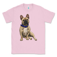 Bubblegum Pink french bulldog with royal blue Classic Tee - RanaPortraitStore