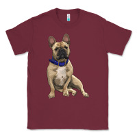 Burgundy french bulldog with royal blue Classic Tee - RanaPortraitStore