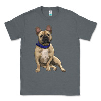 Charcoal Heather french bulldog with royal blue Classic Tee - RanaPortraitStore