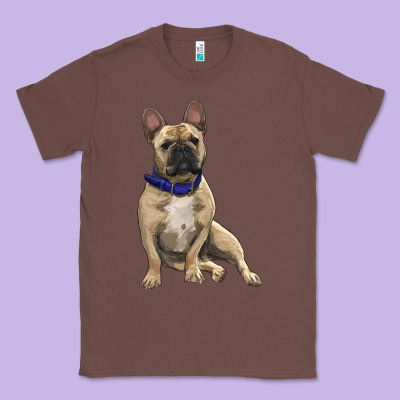 French Bulldog With Royal Blue Classic Tee Designed By Ranaportraitstore
