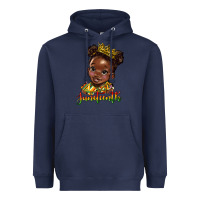 Navy juneteenth black girl Heavyweight Hoodie - HRA Design Shop