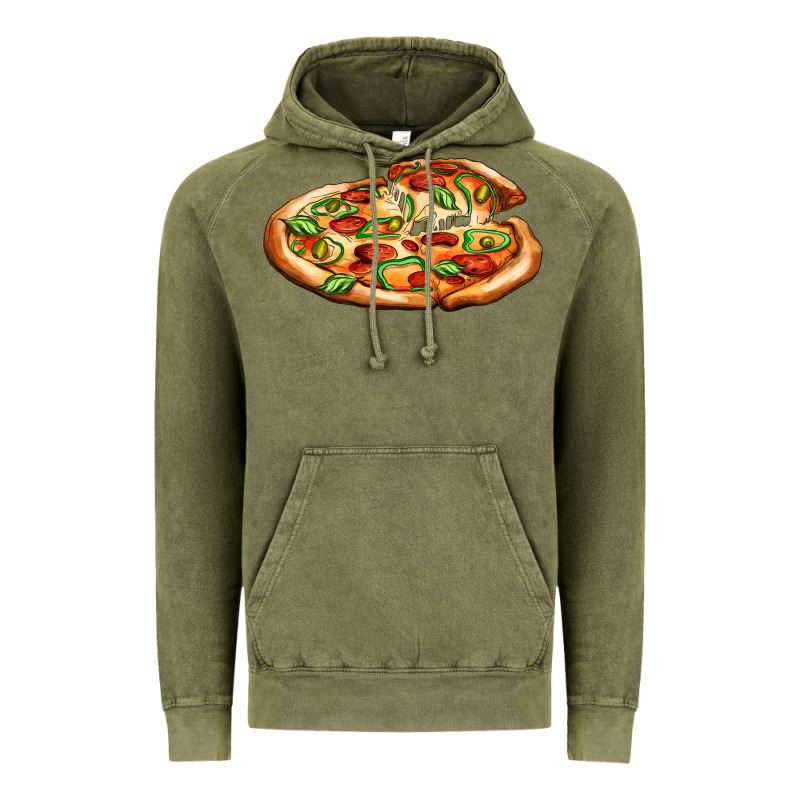 Big Pizza Vintage Hoodie by AdoDesignShop | Teevron