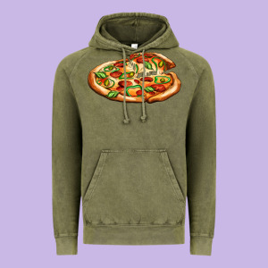 Big Pizza Vintage Hoodie Designed By Adodesignshop
