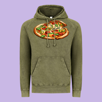Big Pizza Vintage Hoodie Designed By Adodesignshop