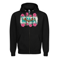 Black mama leopard with turquoise background Zipper Hoodie - texasbilliewilder