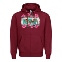 Burgundy mama leopard with turquoise background Zipper Hoodie - texasbilliewilder