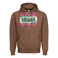 Chestnut mama leopard with turquoise background Zipper Hoodie - texasbilliewilder