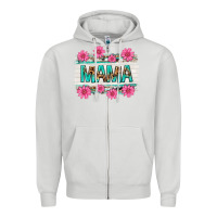 Dove Grey mama leopard with turquoise background Zipper Hoodie - texasbilliewilder