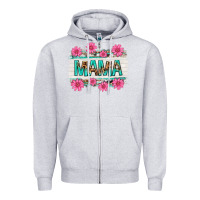 Heather Grey mama leopard with turquoise background Zipper Hoodie - texasbilliewilder