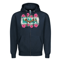 Navy mama leopard with turquoise background Zipper Hoodie - texasbilliewilder