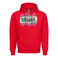 Red mama leopard with turquoise background Zipper Hoodie - texasbilliewilder