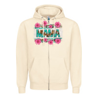 Sandshell mama leopard with turquoise background Zipper Hoodie - texasbilliewilder
